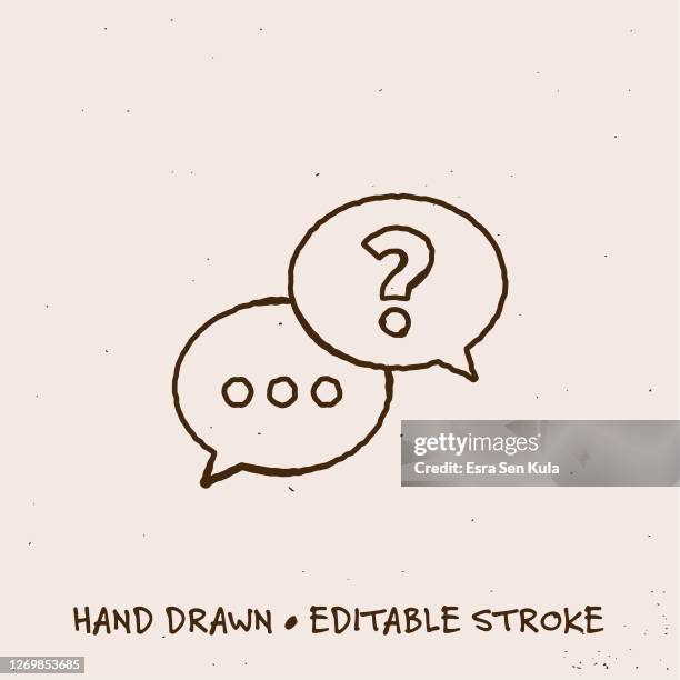 hand drawn questions and answers line icon with editable stroke - e learning draw stock illustrations