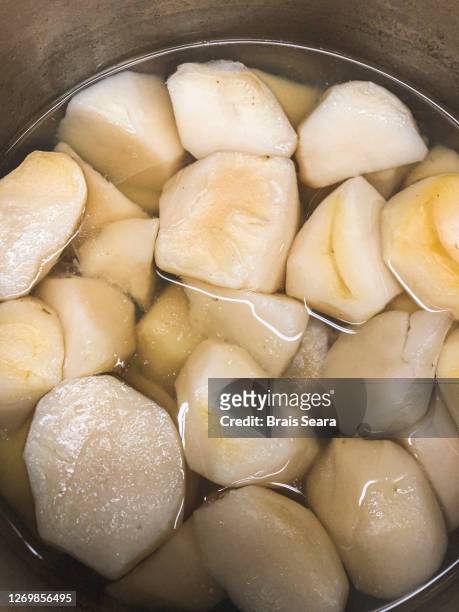 boiled potatoes in the pot - boiled stock pictures, royalty-free photos & images
