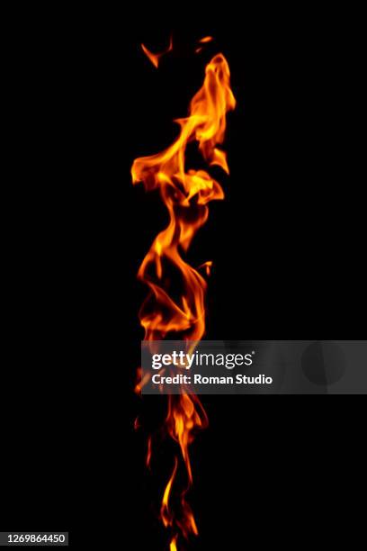 fire flames on black background. - campfire art stock pictures, royalty-free photos & images