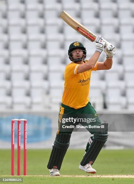 Chris Nash of Notts Outlaws plays a shot during the T20 Vitality Blast 2020 match between Notts Outlaws and Yorkshire Vikings at Trent Bridge on...