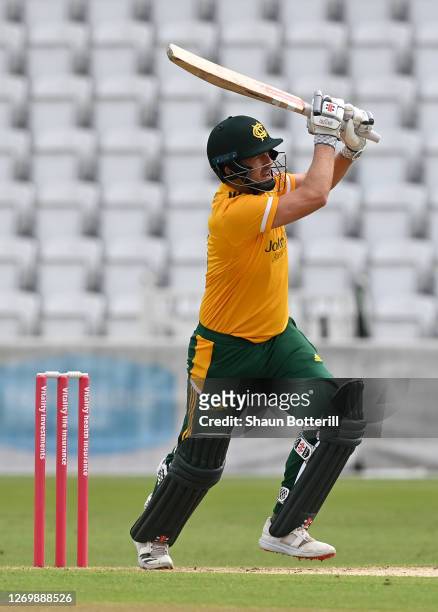 Chris Nash of Notts Outlaws plays a shot during the T20 Vitality Blast 2020 match between Notts Outlaws and Yorkshire Vikings at Trent Bridge on...