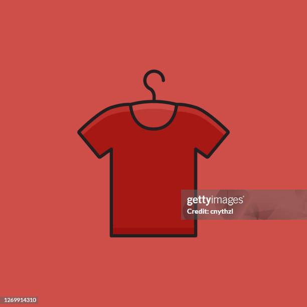 stockillustraties, clipart, cartoons en iconen met pictogram flat line design style t-shirt, illustratie van het overzichtssymbool - graphic t shirt