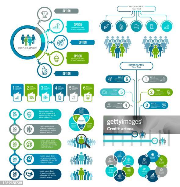 set of infographic elements - six step process stock illustrations