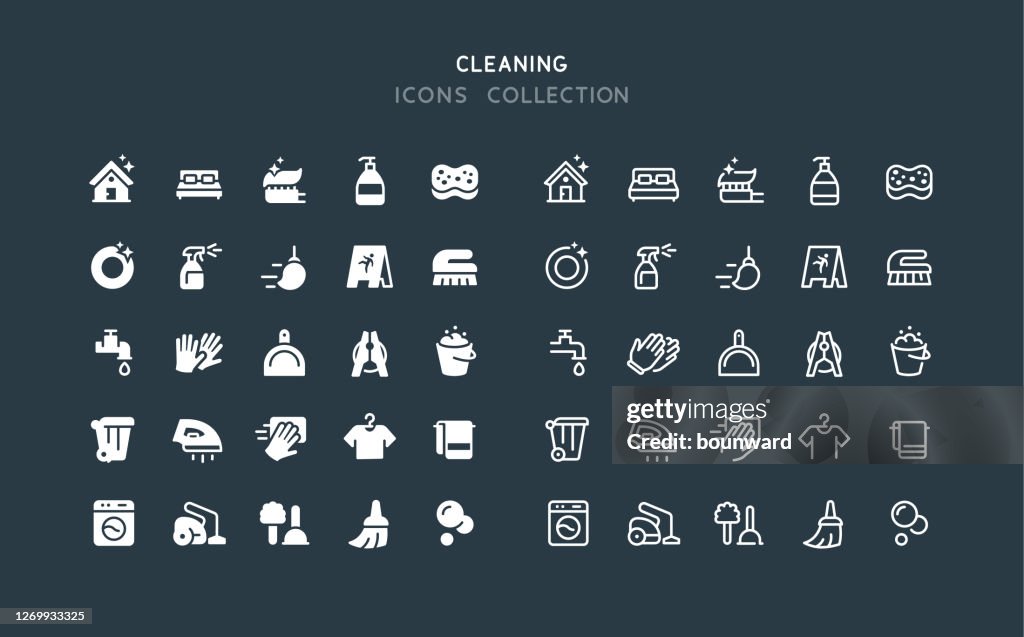 Flat & Line Cleaning Icons
