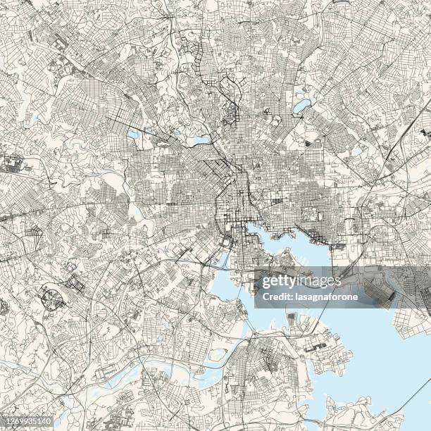 ilustrações, clipart, desenhos animados e ícones de mapa vetorial de baltimore, maryland, eua - maryland estado de los eeuu