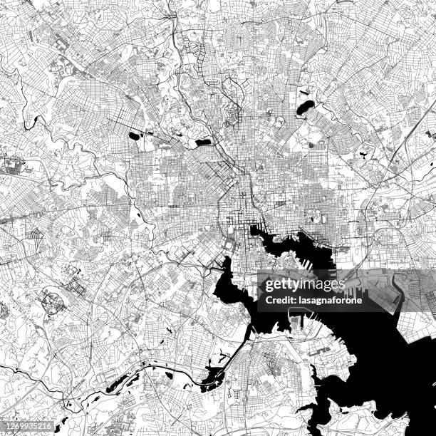 ilustrações de stock, clip art, desenhos animados e ícones de baltimore, maryland, usa vector map - maryland estado