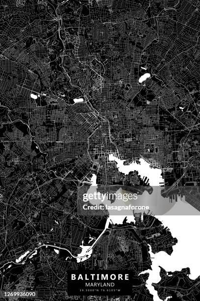 stockillustraties, clipart, cartoons en iconen met baltimore, maryland, usa vector map - baltimore - maryland