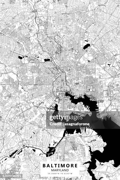 baltimore, maryland, usa vector map - chesapeake bay stock illustrations