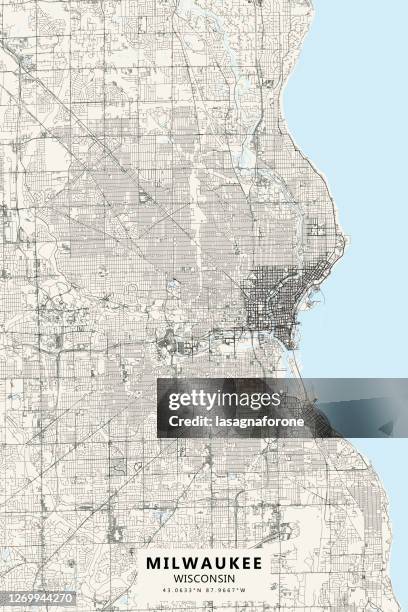 milwaukee, wisconsin, usa vector map - lake michigan stock illustrations