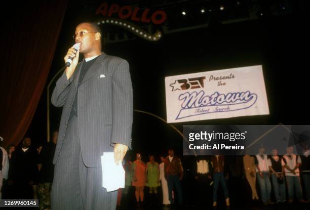 Andre Harrell hosts the "Motown Talent Search" at The Apollo Theater on January 10, 1994 in New York City.