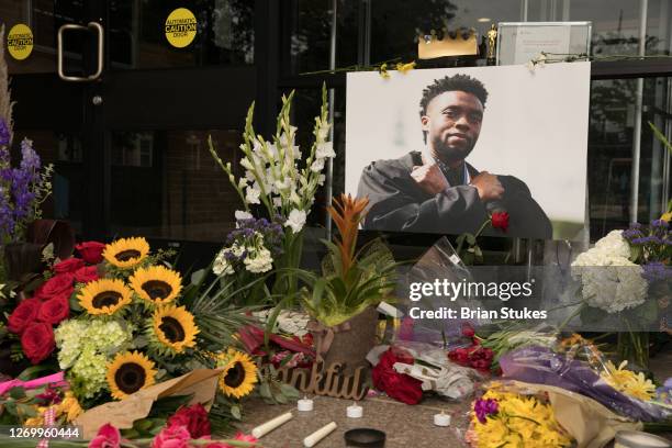 View of the Chadwick Boseman memorial at Howard University on August 31, 2020 in Washington, DC.