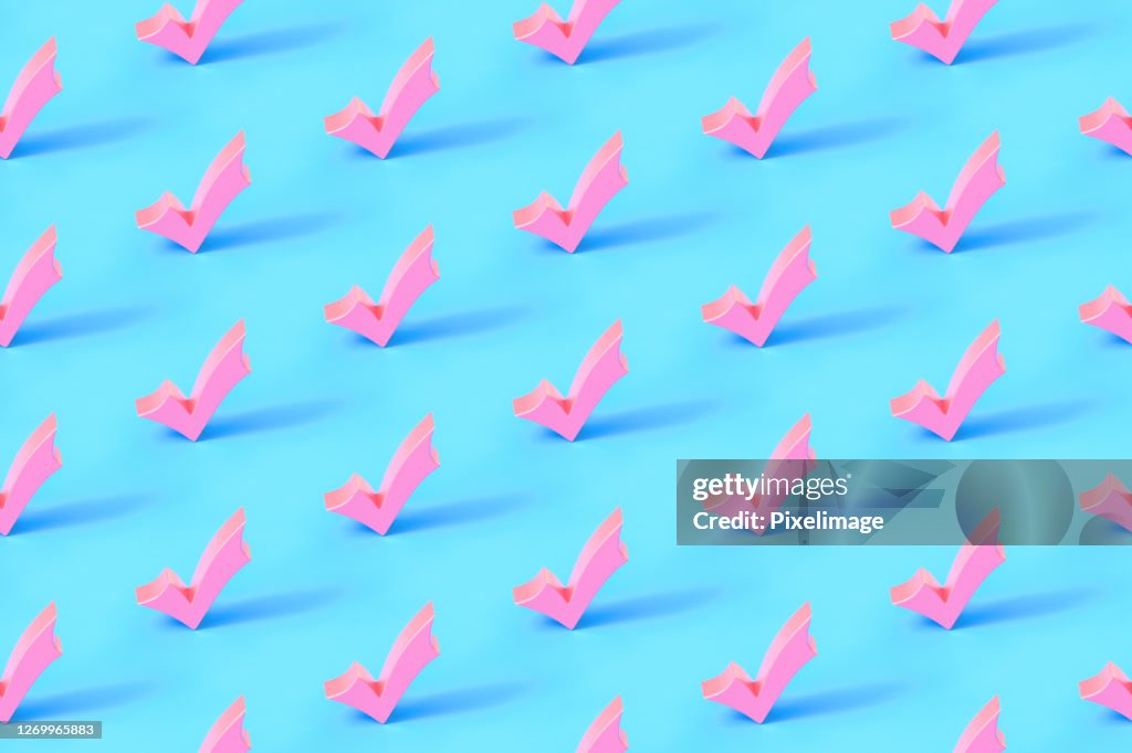 Seamless Repetitive Check Mark Pattern On Blue Background High-Res ...
