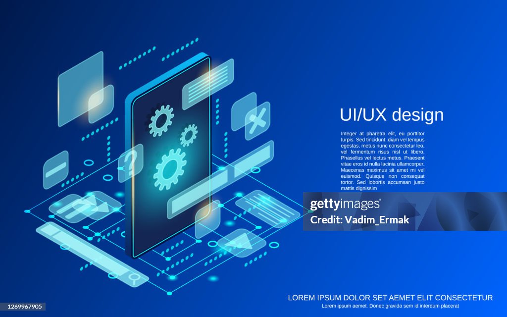 Graphic User Interface Construction Application Development Vector ...