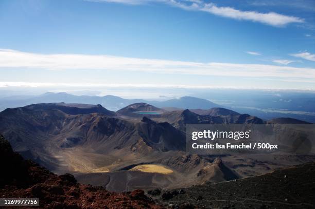 scenic view of mountains against sky, turangi, new zealand - fenchel stock pictures, royalty-free photos & images