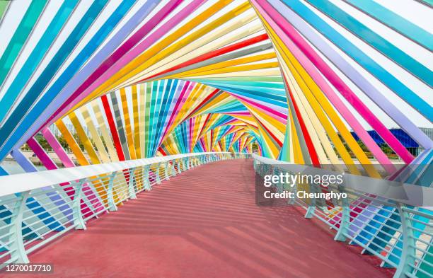 rainbow bridge in qingdao city, shandong province - qingdao stock pictures, royalty-free photos & images