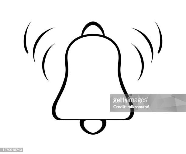 bell drawing, you have a new notification - bell icon stock-fotos und bilder