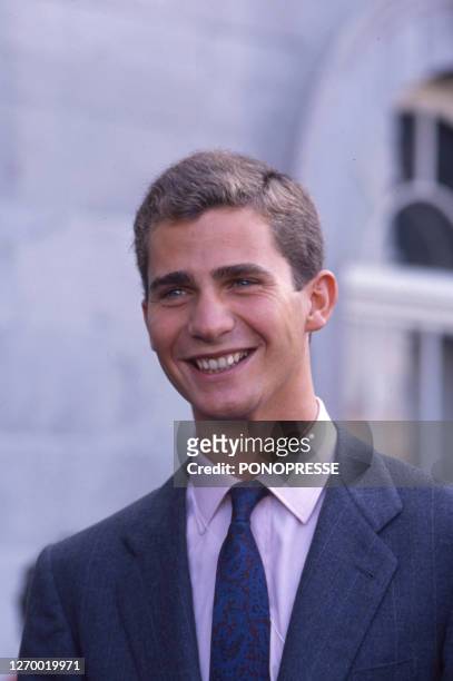 Le Prince Felipe VI d'Espagne lors d'une visite officielle à Montreal le 21 septembre 1989, Canada