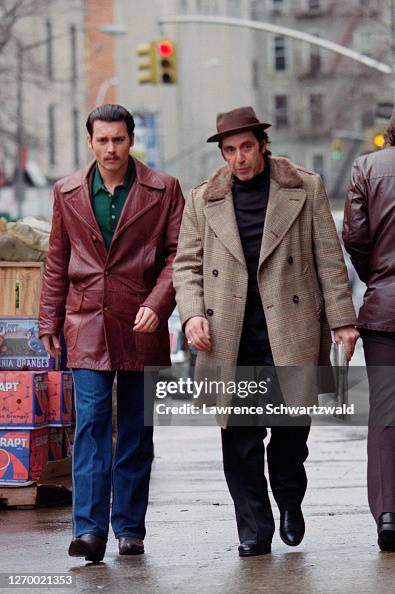 Al Pacino and Johnny Depp film a scene for