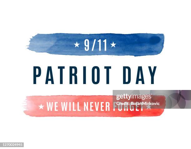 patriot day usa 9/11 karte, 11. september wir werden es nie vergessen. vektor - downtown new york stock-grafiken, -clipart, -cartoons und -symbole