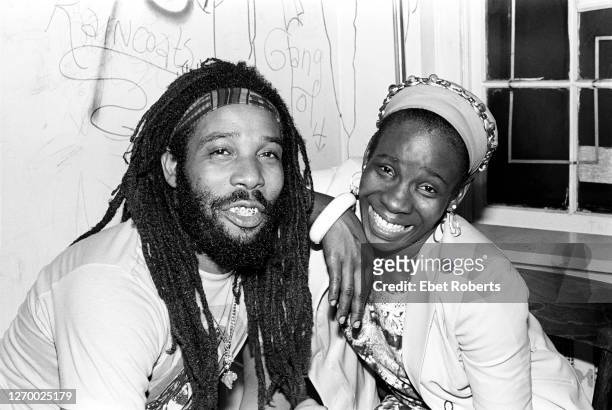 Jamaican deejay Big Youth and singer Rita Marley backstage at Tramps in New York City on September 30, 1980.