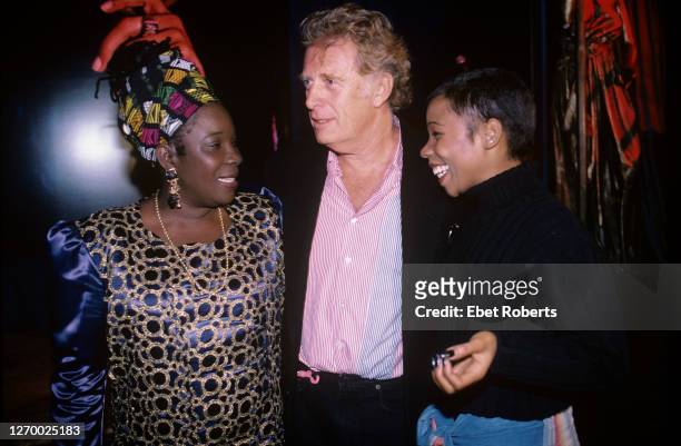 Rita Marley, Chris Blackwell and Cedella Marley at a party for the induction of Bob Marley into the Rock & Roll Hall of Fame at Tatou in New York...