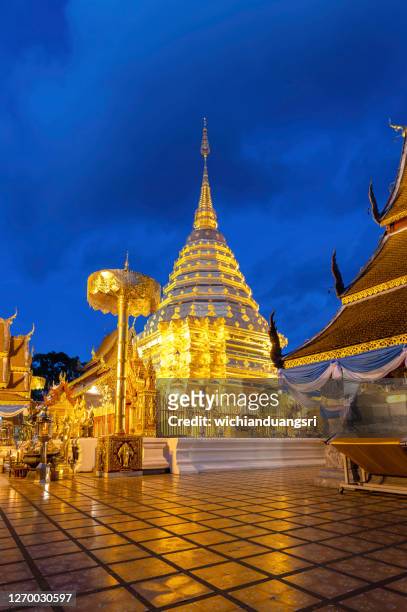 phra that doi suthep temple, golden buddhism pagoda in chiang mai province, thailand - chiang mai province stock pictures, royalty-free photos & images