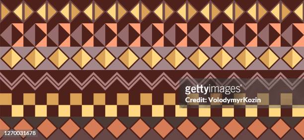 horizontaler hintergrund - traditionelles afrikanisches muster - afrikanische kultur stock-grafiken, -clipart, -cartoons und -symbole