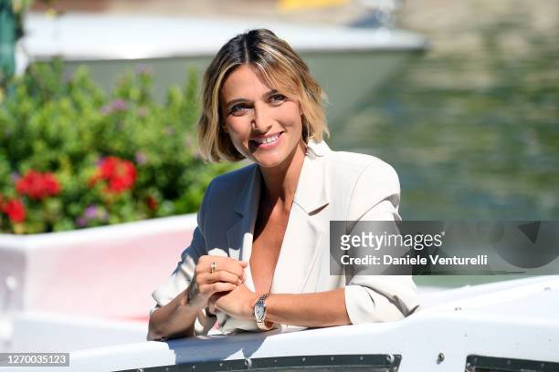 Anna Foglietta arrives at the Excelsior at the 77th Venice Film Festival on September 01, 2020 in Venice, Italy.