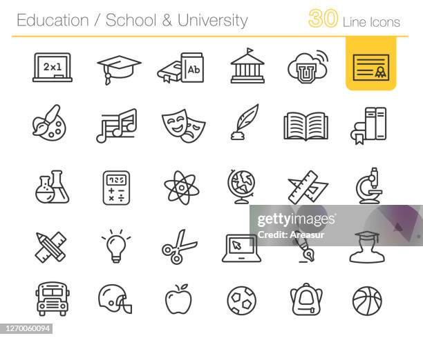 education vector icons /// line premium - graduation gown stock illustrations
