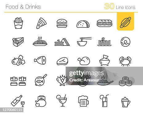 Food & Drinks Icons // Line Premium Food & Drinks Icons // Line Premium