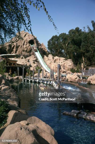 View of the Timber Mountain log flume attraction at Knott's Berry Farm, Buena Park, California, October 4, 1973.