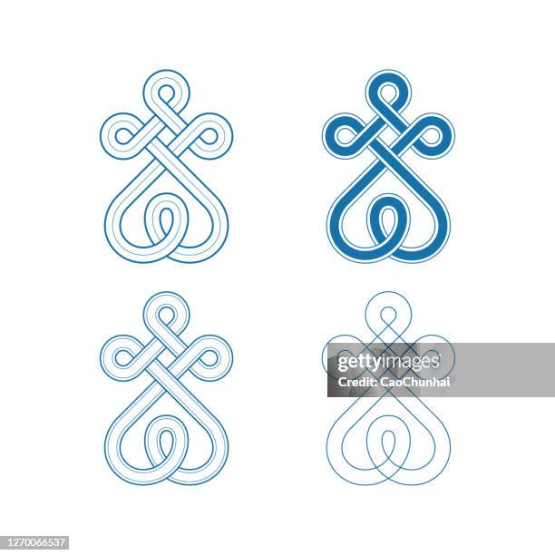 illustrazioni stock, clip art, cartoni animati e icone di tendenza di modelli di nodi di buon auspicio cinesi - celtic knot