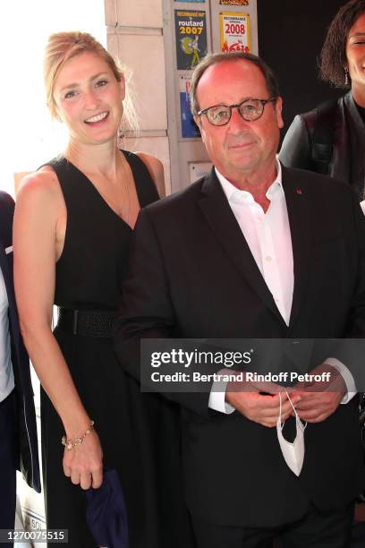 Producer of the documentary Julie Gayet and François Hollande attend the presentation of the documentary film "Les joueuses" at the 13th Angouleme...