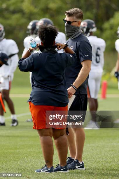 Chicago Bears general manager Ryan Pace looks on during training camp at Halas Hall on September 01, 2020 in Lake Forest, Illinois.