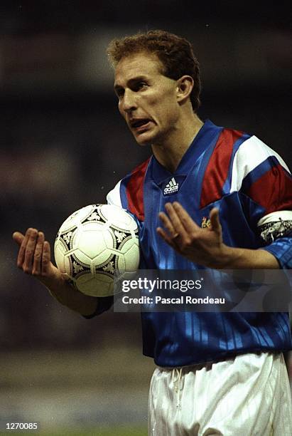 Portrait of Jean Pierre Papin of France during a match against Austria in France. \ Mandatory Credit: Pascal Rondeau/Allsport