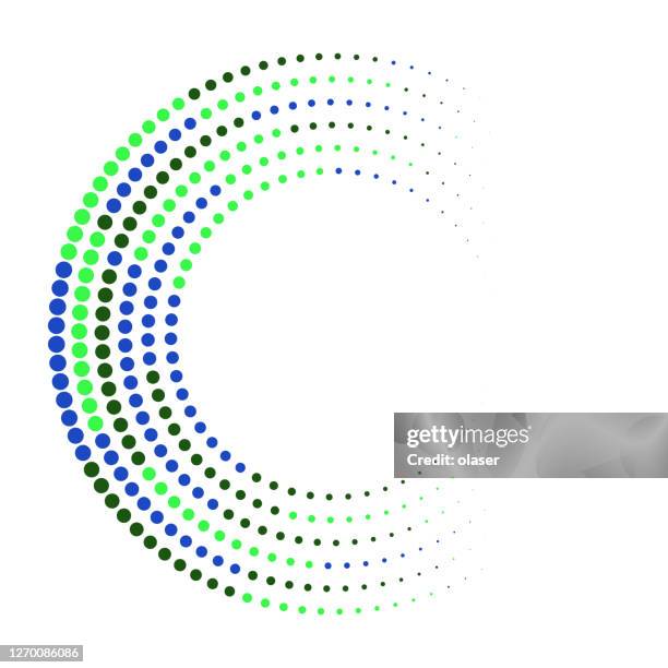orbital dots, horizontal size gradient and sticky colors on white. - eclipse stock illustrations