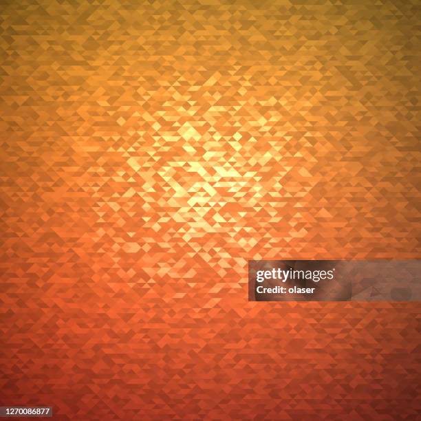 small tringles, half squares, pattern, with center glow. continous pattern background illustration with golden gradient - small triangle pattern stock illustrations