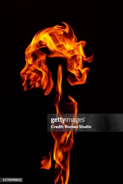 fire flames on black background. - flame texture stock pictures, royalty-free photos & images