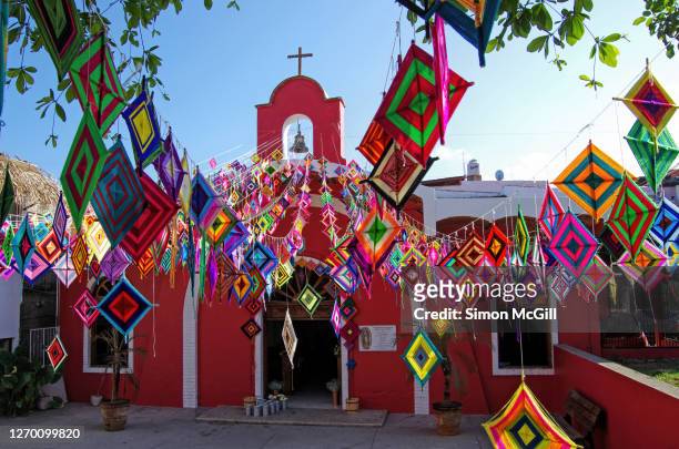 cuasiparroquia de nuestra senora de guadalupe [parish of our lady of guadalupe], sayulita, nayarit, mexico - nayarit stockfoto's en -beelden