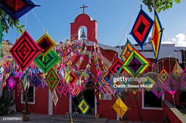 cuasiparroquia de nuestra senora de guadalupe [parish of our lady of guadalupe], sayulita, nayarit, mexico - knit bombing stock pictures, royalty-free photos & images