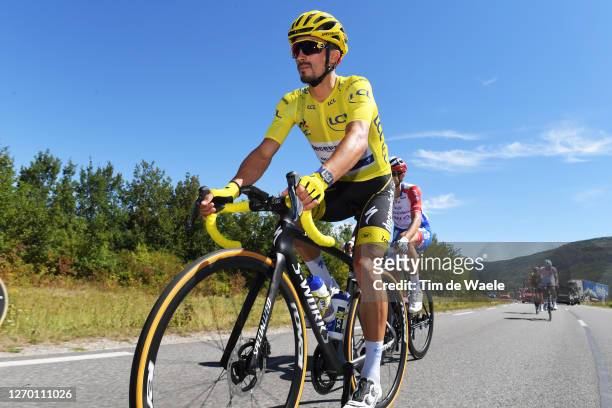 Julian Alaphilippe of France and Team Deceuninck - Quick-Step Yellow Leader Jersey / during the 107th Tour de France 2020, Stage 4 a 160,5km stage...