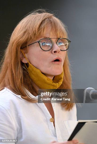 Maxine Peake speaks at an appeal to raise funds supporting jobs across the arts outside The National Theatre on September 01, 2020 in London, England.