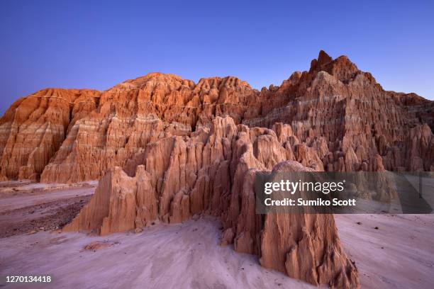 cathedral gorge state park at sunset, nevada - rock hoodoo stock pictures, royalty-free photos & images