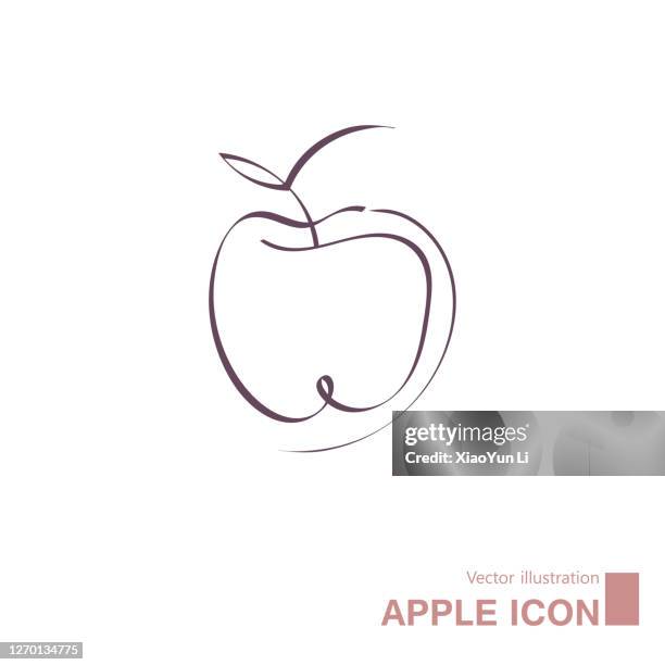vector drawn apple. - apple logo stock illustrations