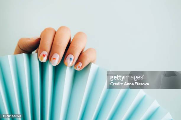 abstract playful manicure - nails stock-fotos und bilder