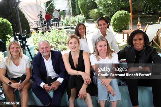 Football player Eugenie Le Sommer, President of the "Olympique Lyonnais" Football Club Jean-Michel Aulas, producer of the documentary Julie Gayet,...