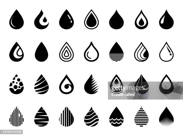 water drop icons set - crude oil stock illustrations