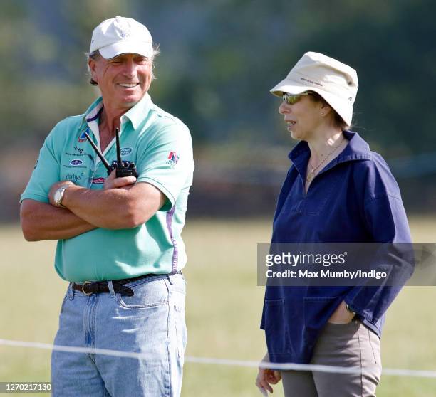 Mark Phillips and ex-wife Princess Anne, Princess Royal watch their daughter Zara Phillips compete in the dressage phase of the Festival of British...