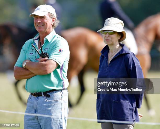 Mark Phillips and ex-wife Princess Anne, Princess Royal watch their daughter Zara Phillips compete in the dressage phase of the Festival of British...