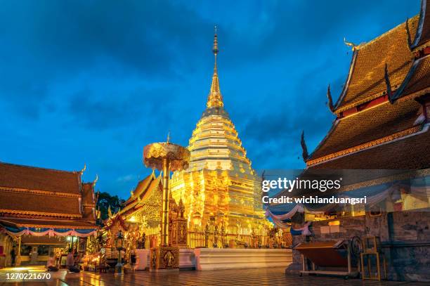 phra that doi suthep temple, golden buddhism pagoda in chiang mai province, thailand - chang mai stock pictures, royalty-free photos & images